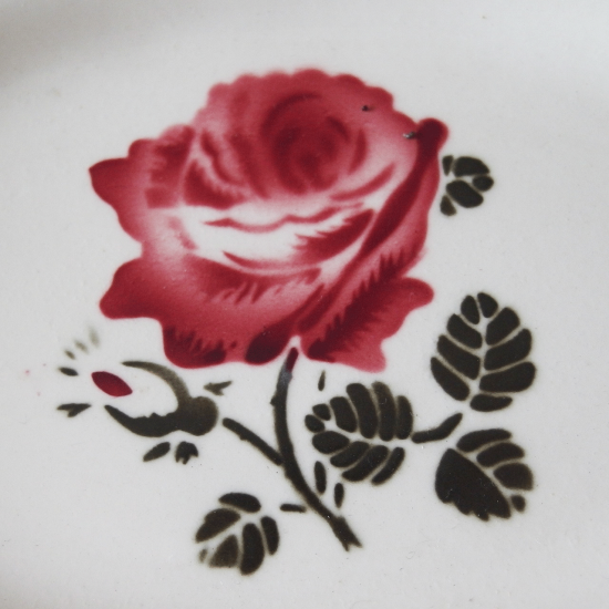 フランスアンティーク バドンヴィレ 薔薇模様のラヴィエ  オーバル型 前菜プレート（2）