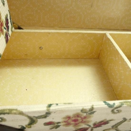 フランスアンティーク　カルトナージュ　小物入れ　ファブリック　ソーイングボックス アンティーク カルトナージュ ボックス | フランス