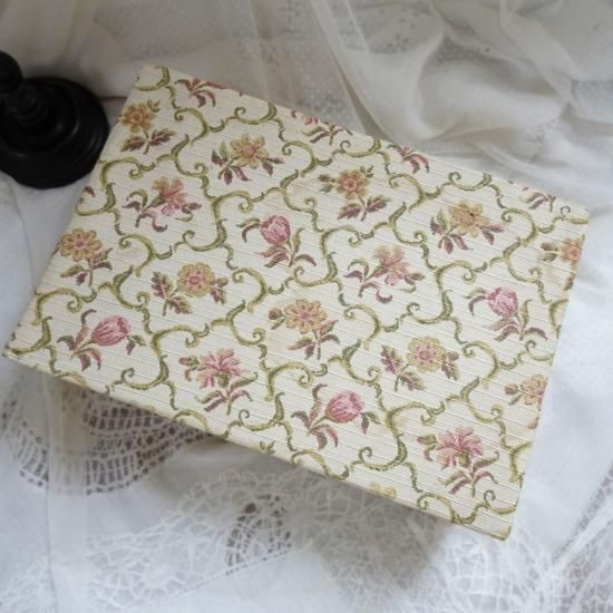 フランスアンティーク　カルトナージュボックス　布花 アンティークカルトナージュソーイングボックス フレンチ花柄