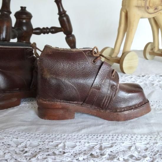 フランスアンティークベビーレザーブーツシューズホワイト アンティークベビーシューズ アンティークショップ