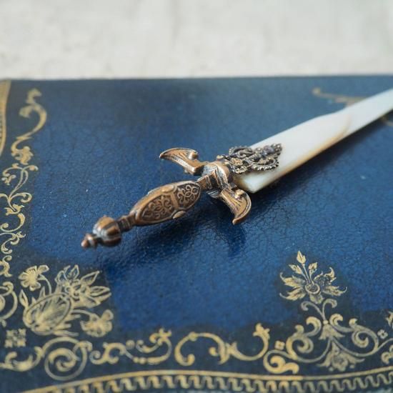 希少☆戦前アンティーク　青銅ペーパーナイフ　筆置き　未使用品　昭和7年 希少☆戦前アンティーク 青銅ペーパーナイフ 筆置き 未使用品