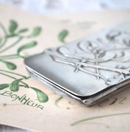 アンティーク シルバーケース | フランス 20世紀初頭 ヤドリギの切手