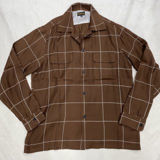 A365  Rayon L/S Shirt Check Brown