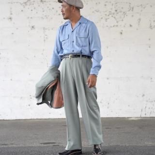 P559 40'S Wool Pants Gray Navy