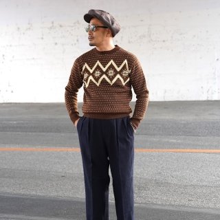 240202 The Groovin High 50'S  Crew Neck Knit Brown ͽ Ǽ1112