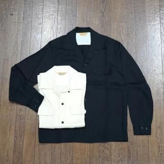  250132  50s  L/S Shirt Rayon Black&Ivory