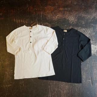 250222 Henley neck TEE-Shirt Black&White