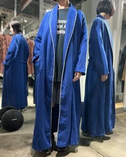 70s wool gown blue
