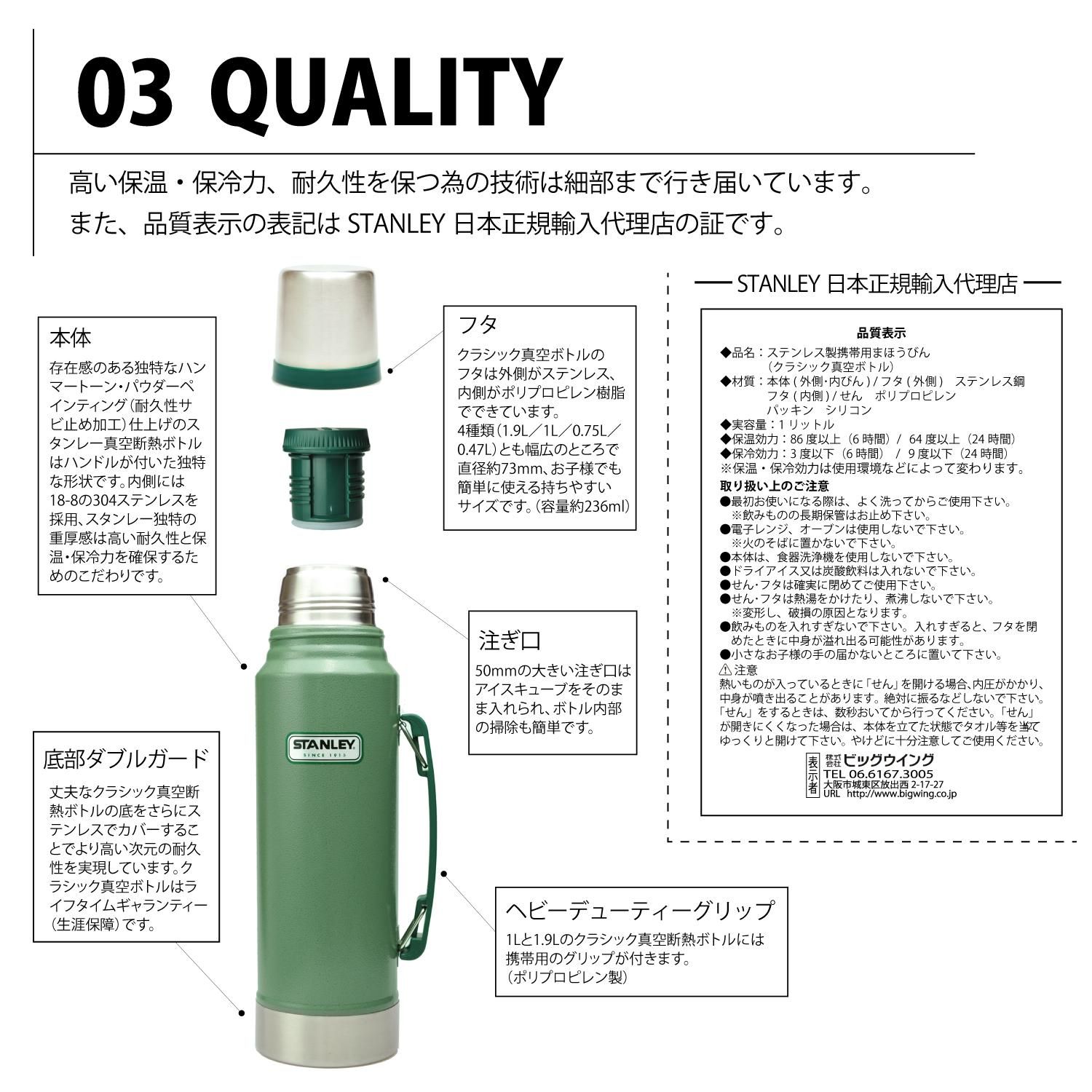 Stanley スタンレー クラシック真空ボトル 1lの通販 Manomade マノメイド Stanley スタンレー クラシック真空ボトル 1lの通販 Manomade マノメイド