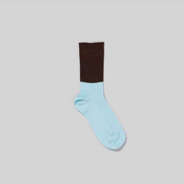 【_Fot/ フォート】wool socks brown light blue