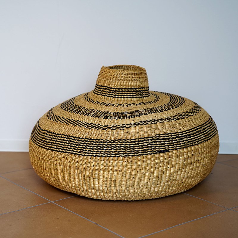 African HandWeaving basket / Big Flat Vase - THIRTY' THIRTY' STORE