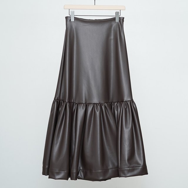 40%OFFۡUhr / Eco Leather Skirt Dark Brown