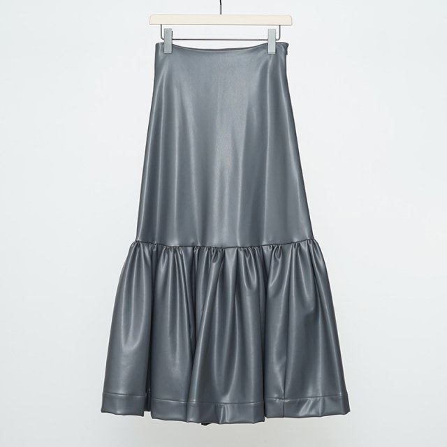 【30%OFF】【2021/AW】【Uhr / ウーア】Eco Leather Skirt Charcoal Gray