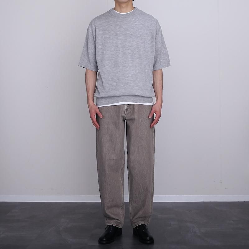 TWIST FADED BROWN DENIM WIDE PANTS - デニム/ジーンズ