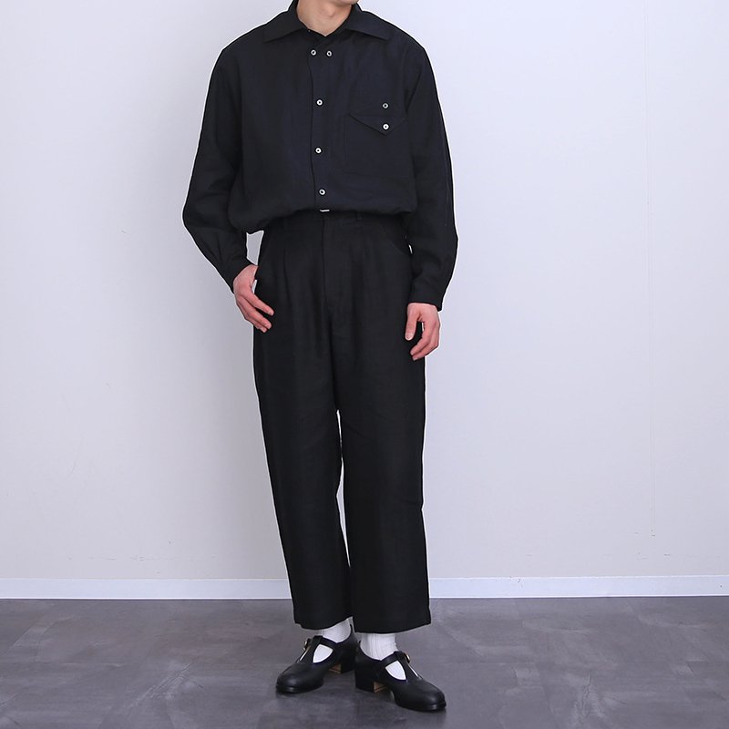 【30%OFF】【Gorsch the merry coachman】ROUGH WEAVING FRENCH LINEN OUT TACK  ROUND SHAPE BLACK - THIRTY' THIRTY' STORE