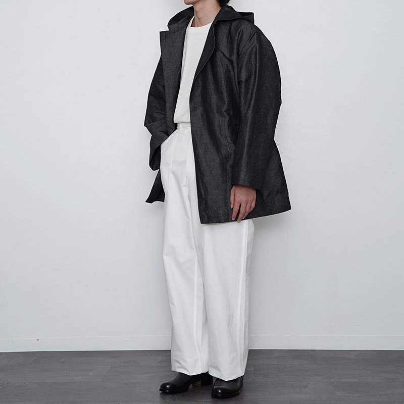 【50%OFF】【POSTELEGANT ポステレガント】COTTON HEMP HOODED COAT HEATHER BLACK -  THIRTY' THIRTY' STORE