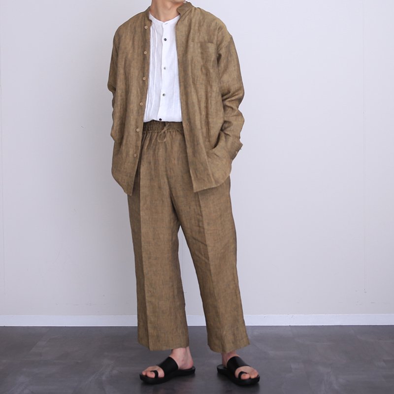 POSTELEGANT ポステレガント】LINEN CHAMBRAY TROUSERS YELLOW BROWN