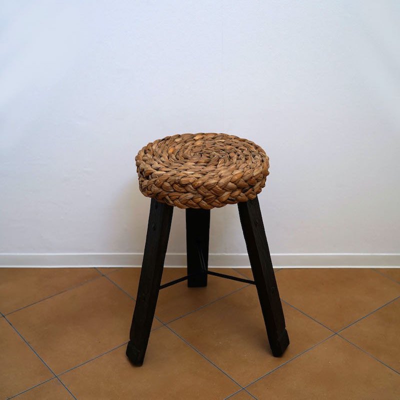 Audoux-Minet French Rush Cord Stool / 1950s / France - THIRTY' THIRTY' STORE