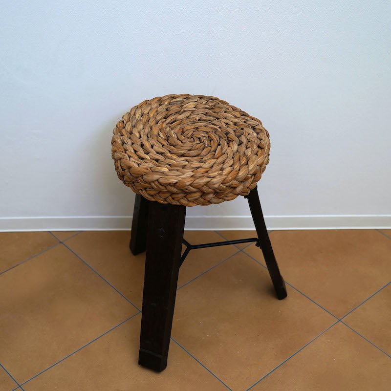 Audoux-Minet French Rush Cord Stool / 1950s / France - THIRTY' THIRTY' STORE