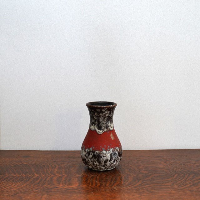 FATLAVA Red Glaze Vase / Uebelacker Keramik / Model 1404-15 / West Germany / 15cm / 50s-70s
