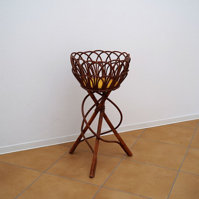 Rattan Flower Stand / France / 1970s