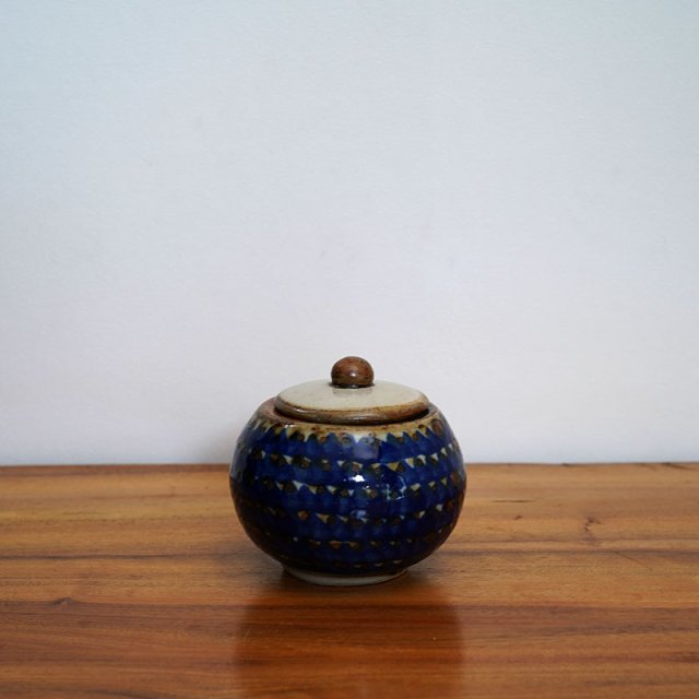 Tonala Pottery Sphere Case / Mexico / Ceramica San German / Blue