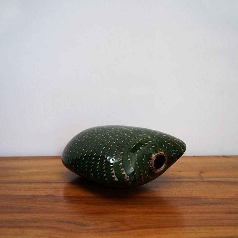 Tonala Pottery Large Unique Shape Vase / Mexico / Ceramica San German / Green