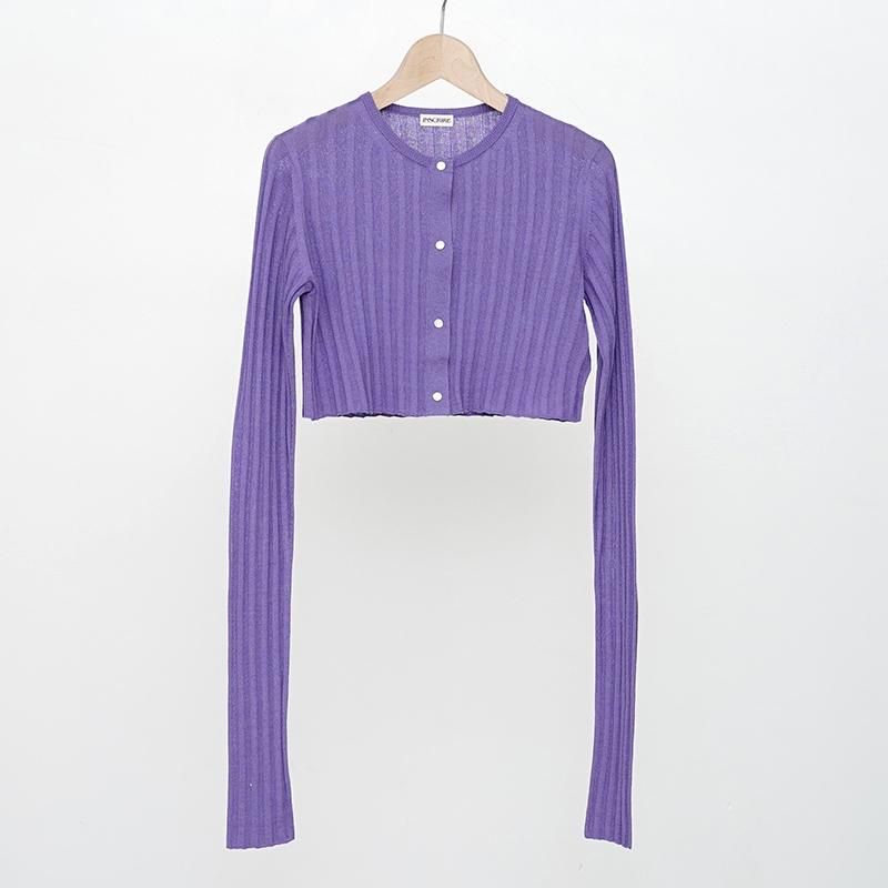 【40%OFF】【INSCRIRE アンスクリア】C/S Sheer Rib Short Cardigan PURPLE - THIRTY'  THIRTY' STORE