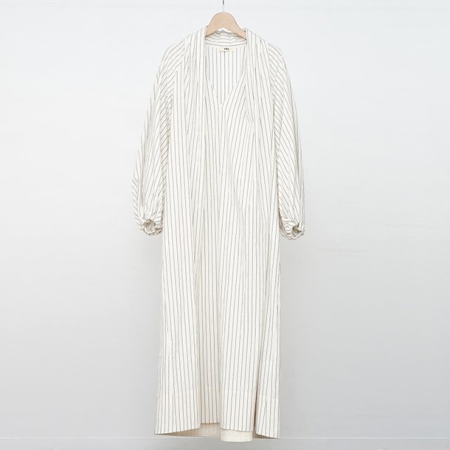 40%OFFۡUhr / Shoulder Tuck Long Dress White Stripe