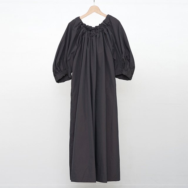 【2023 S/S】【Uhr / ウーア】Gathered Chambray Dress Charcoal Gray 
