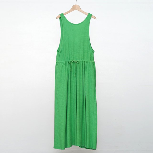 【2023 S/S】【unfil アンフィルレディース】raw silk plain-jersey gathered dress green