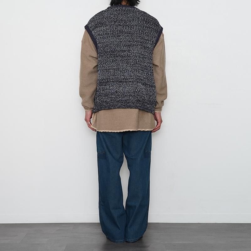 【2023 S/S】【ENCOMING インカミング】KNITTED ASYMMETRIC VEST NAVY - THIRTY' THIRTY' STORE