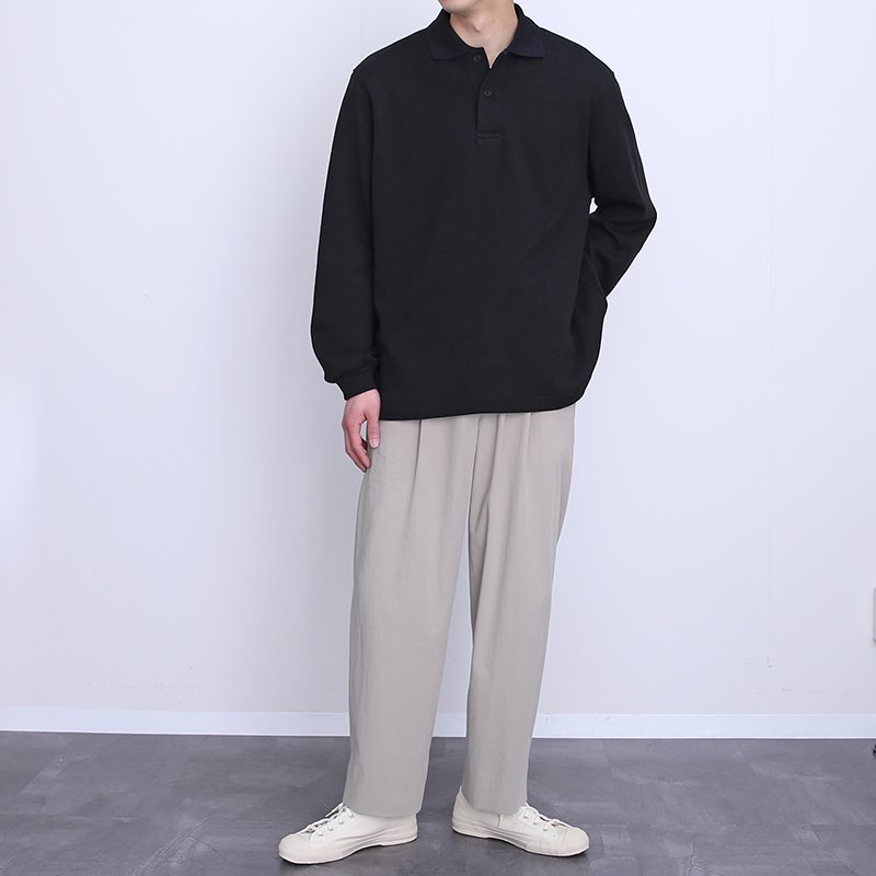 UNIVERSAL PRODUCTS ユニバーサルプロダクツ】RIPPLE L/S POLO BLACK