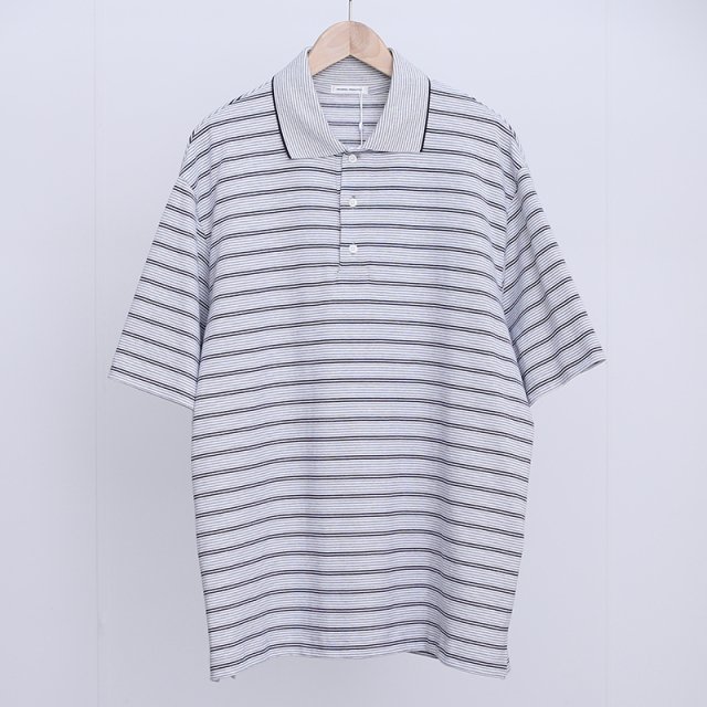 【2023 S/S】【UNIVERSAL PRODUCTS ユニバーサルプロダクツ】MULTI BORDER S/S POLO NAVY