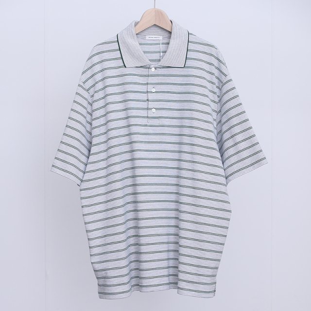 【2023 S/S】【UNIVERSAL PRODUCTS ユニバーサルプロダクツ】MULTI BORDER S/S POLO GREEN