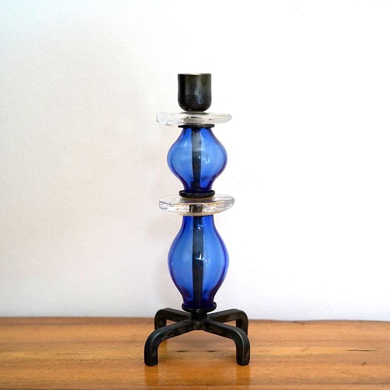 Erik Hoglund CandleStand / Glass & Iron / Kosta Boda / Sweden