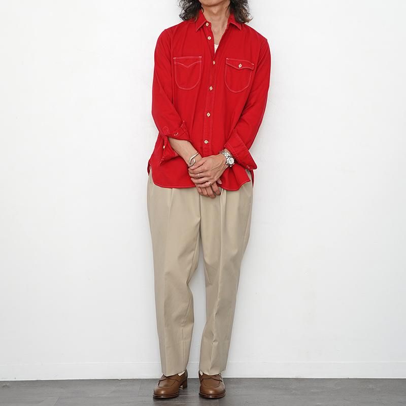 【9/19(火)11:00から販売開始】【2023 A/W】【MAATEE&SONS マーティーアンドサンズ】COTTON CHINO / MAD  WORK SHIRTS RED - THIRTY' THIRTY' STORE