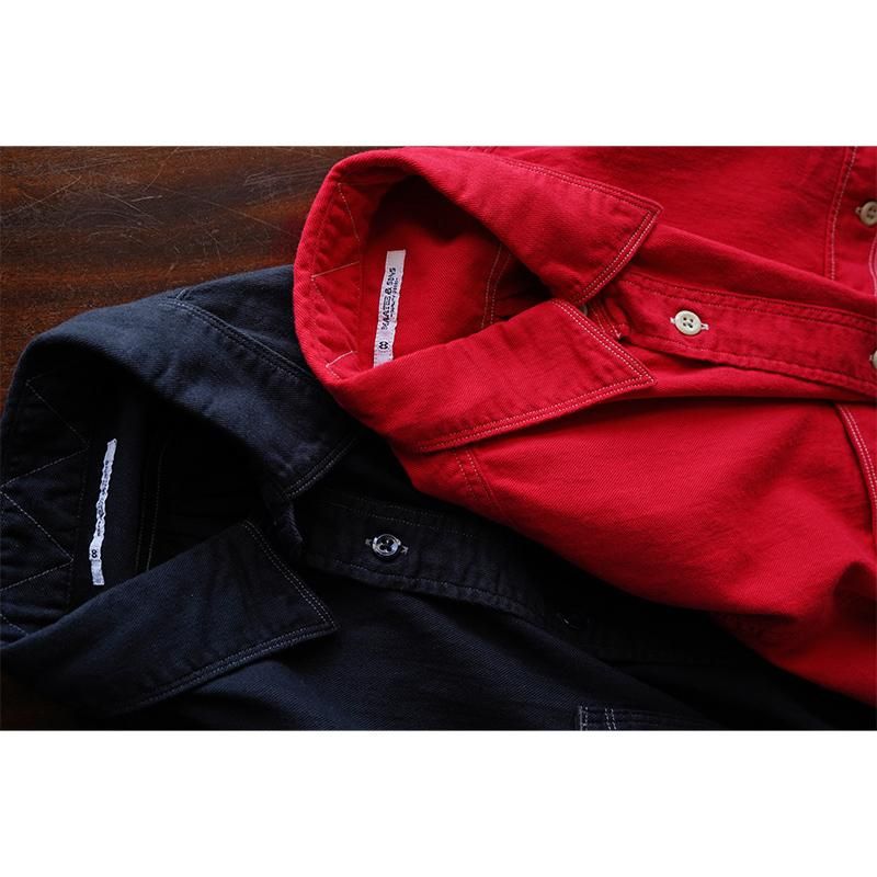 【9/19(火)11:00から販売開始】【2023 A/W】【MAATEE&SONS マーティーアンドサンズ】COTTON CHINO / MAD  WORK SHIRTS RED - THIRTY' THIRTY' STORE