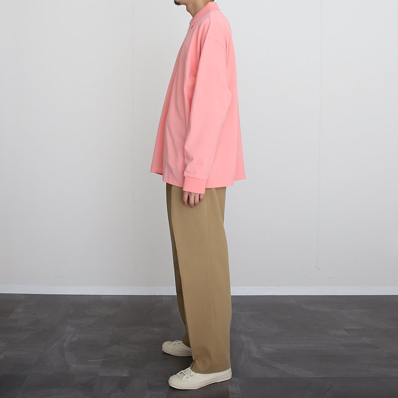 30%OFF】【REVERBERATE リバーバレイト】ZIP LONG SLEEVE POLO PINK