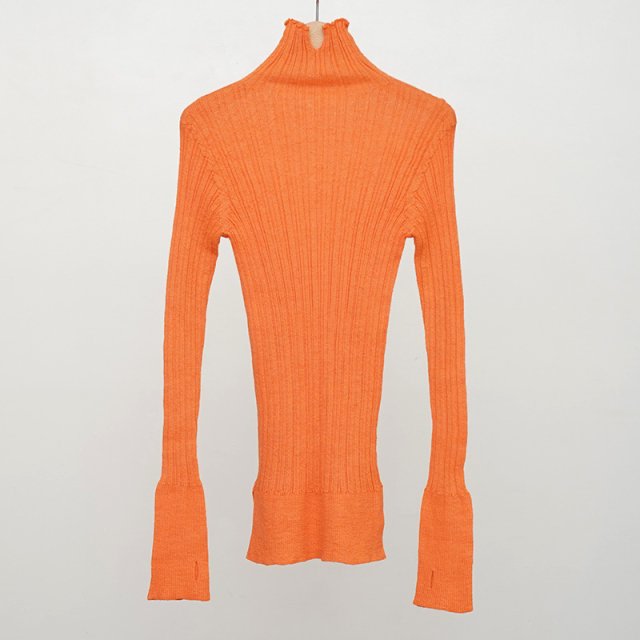 【2023 A/W】【unfil アンフィルレディース】babysuri alpaca random ribbed-knit highneck sweater light orange