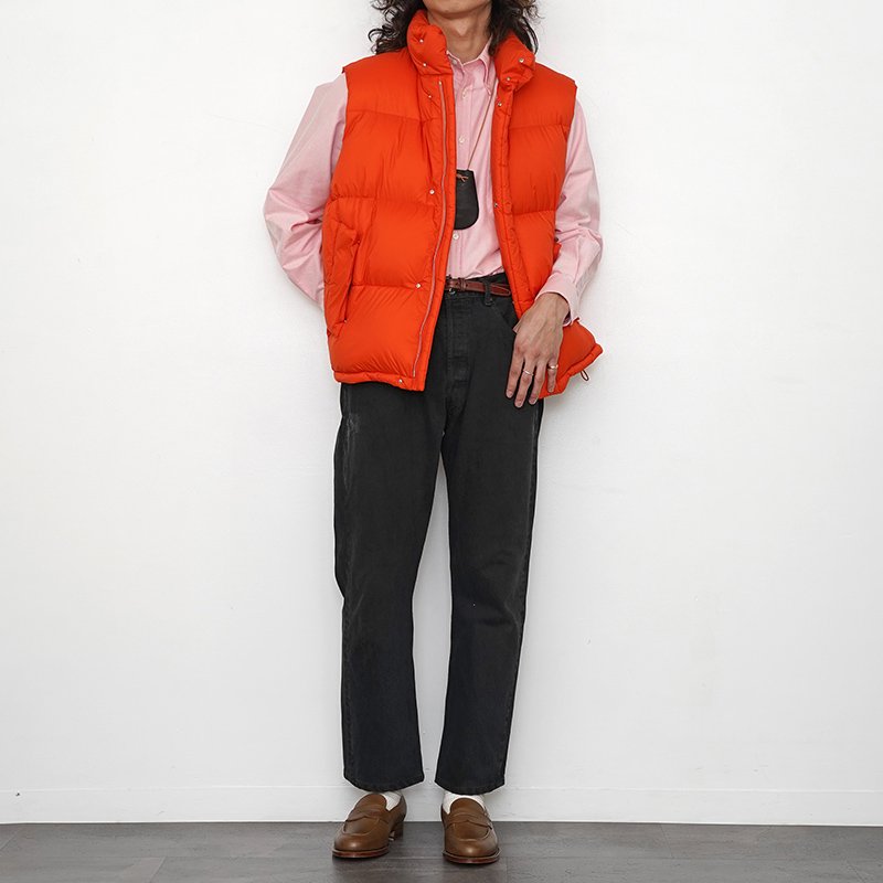 【2023 A/W】【AURALEE オーラリー】SUPER LIGHT NYLON RIPSTOP DOWN VEST ORANGE -  THIRTY' THIRTY' STORE