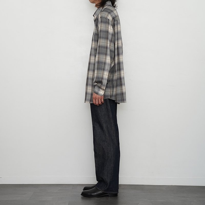 2023 A/W】【AURALEE オーラリー】SUPER LIGHT WOOL CHECK SHIRT GRAY