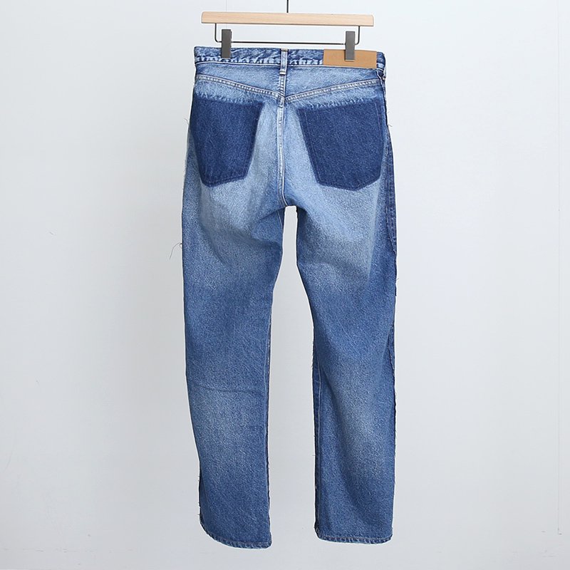 INSCRIRE アンスクリア】STRAIGHT PATCH DIFFERENT DENIM BLUE USED