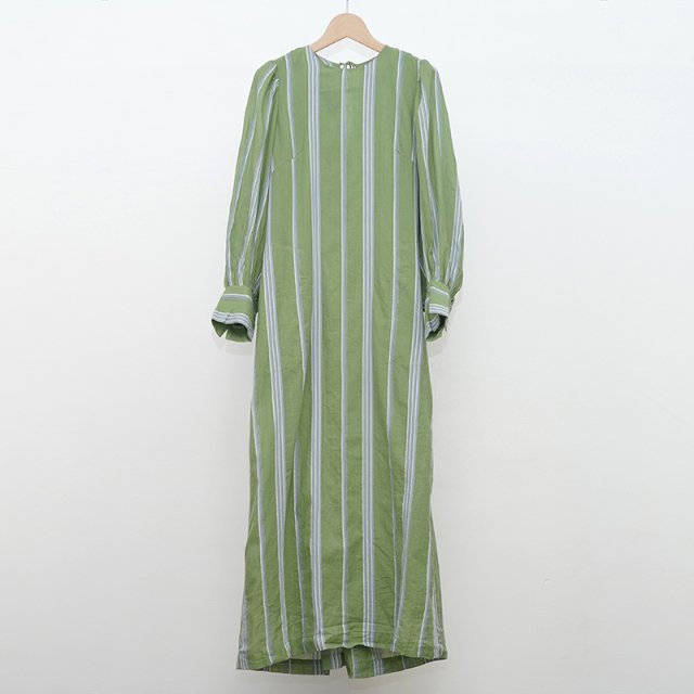 【2023 A/W】【ne Quittez pas ヌキテパ】C.VOILE STRIPE BACK TWISTED DRESS GREEN

