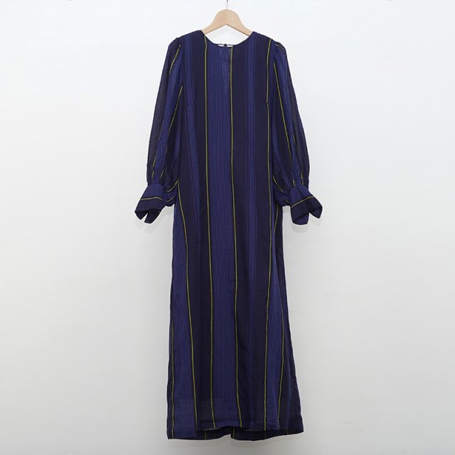【2023 A/W】【ne Quittez pas ヌキテパ】C.VOILE STRIPE BACK TWISTED DRESS NAVY


