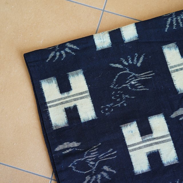 藍染 時代木綿の布 襤褸ボロ8 染め抜き