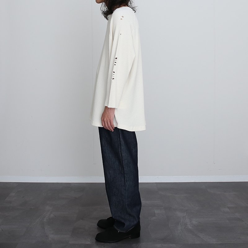 【2023 A/W】【bukht ブフト】3/4 SLEEVE WAFFLE TEE WHITE - THIRTY' THIRTY' STORE