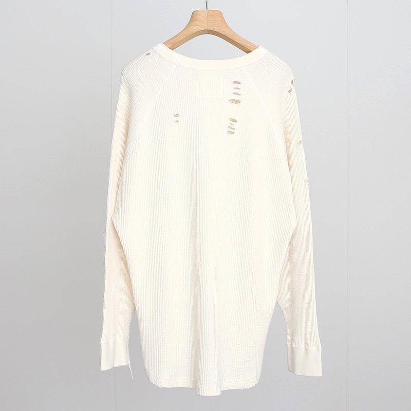 【2023 A/W】【bukht ブフト】 WAFFLE LS TEE WHITE - THIRTY' THIRTY' STORE