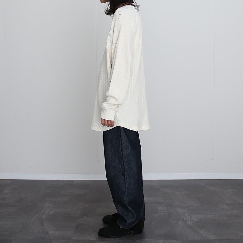 【2023 A/W】【bukht ブフト】 WAFFLE LS TEE WHITE - THIRTY' THIRTY' STORE