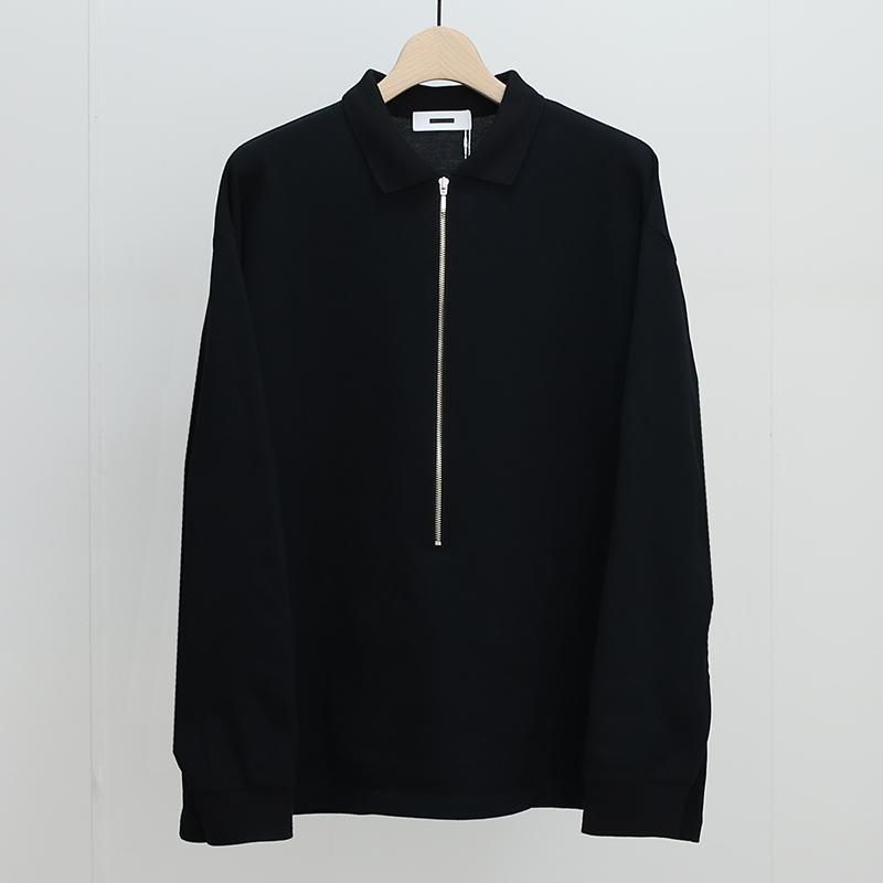 REVERBERATE リバーバレイト】ZIP LONG SLEEVE POLO BLACK REVERBERATE リバーバレイト】ZIP LONG SLEEVE POLO BLACK